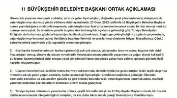 11 BÜYÜKŞEHİR BELEDİYESİNDEN KAMUOYUNA