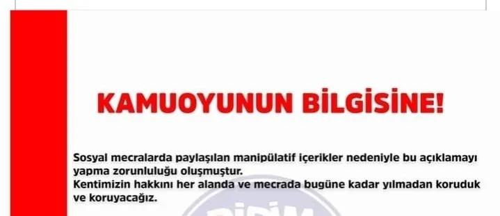 DİDİM  BELEDİYESİNDEN KAMUOYUNA