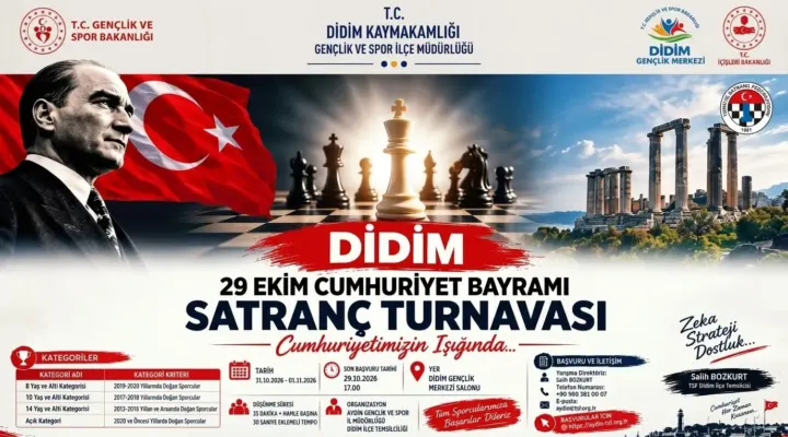 DİDİM’DE CUMHURİYET COŞKUSU SATRANÇ TURNUVASIYLA TAÇLANIYOR! 