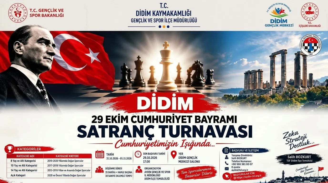 DİDİM’DE CUMHURİYET COŞKUSU SATRANÇ TURNUVASIYLA TAÇLANIYOR! 